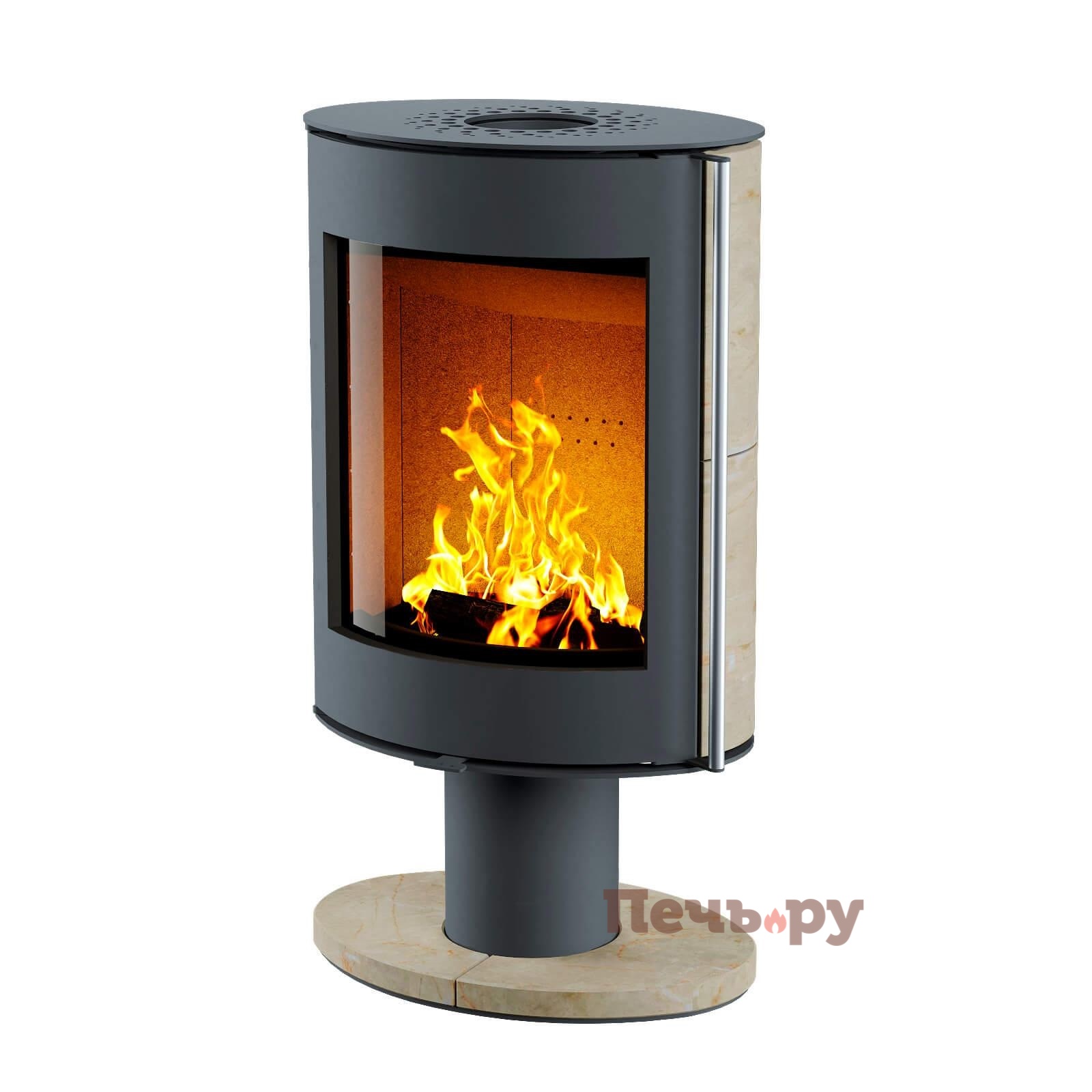 Печь камин Астов Oval (Овал), бока и основание ноги из камня видео Печь камин Астов Oval (Овал), бока и основание ноги из камня видео