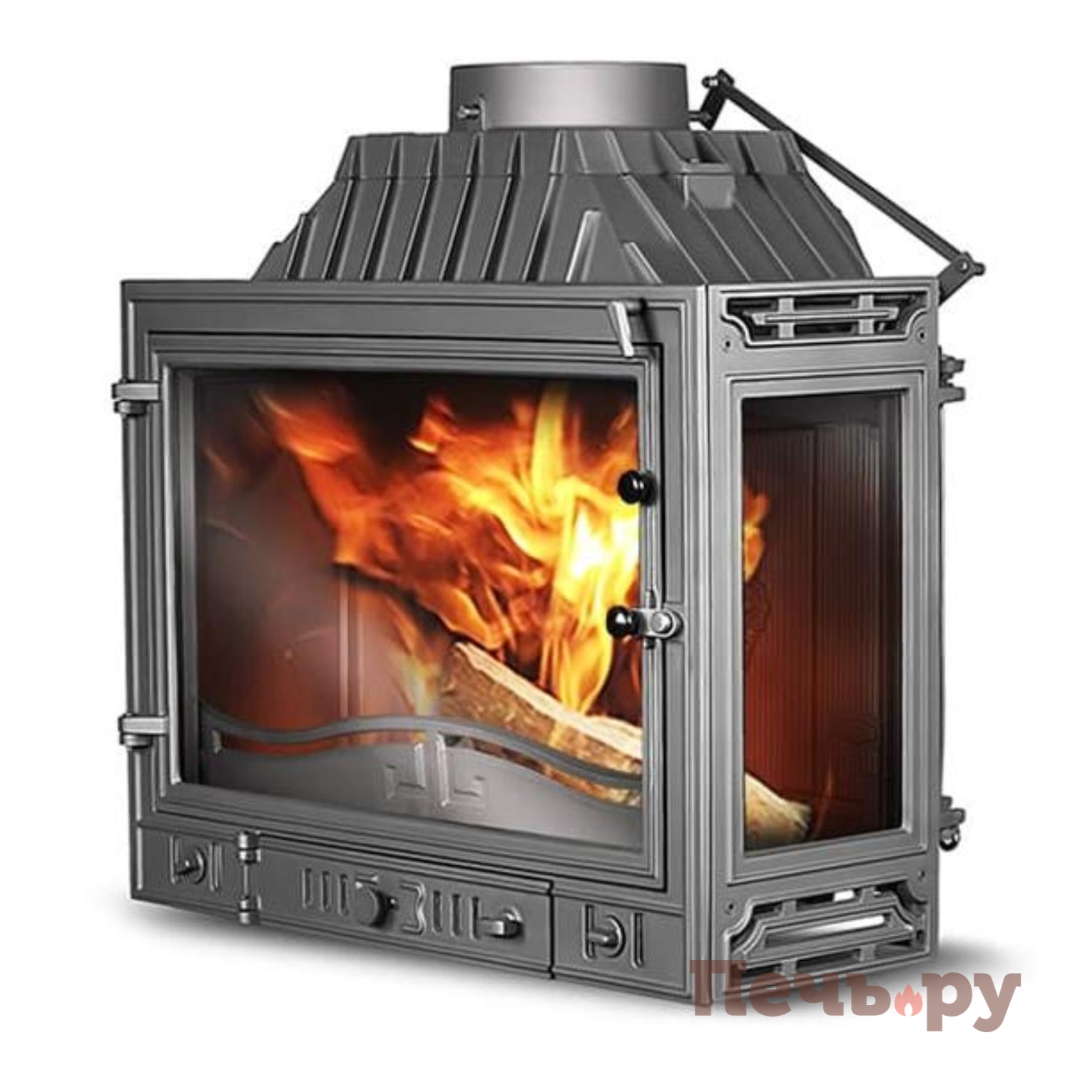 Каминная чугунная топка Kaw-Met W4P-правое (2 стекла) 14,5 кВт видео Каминная чугунная топка Kaw-Met W4P-правое (2 стекла) 14,5 кВт видео