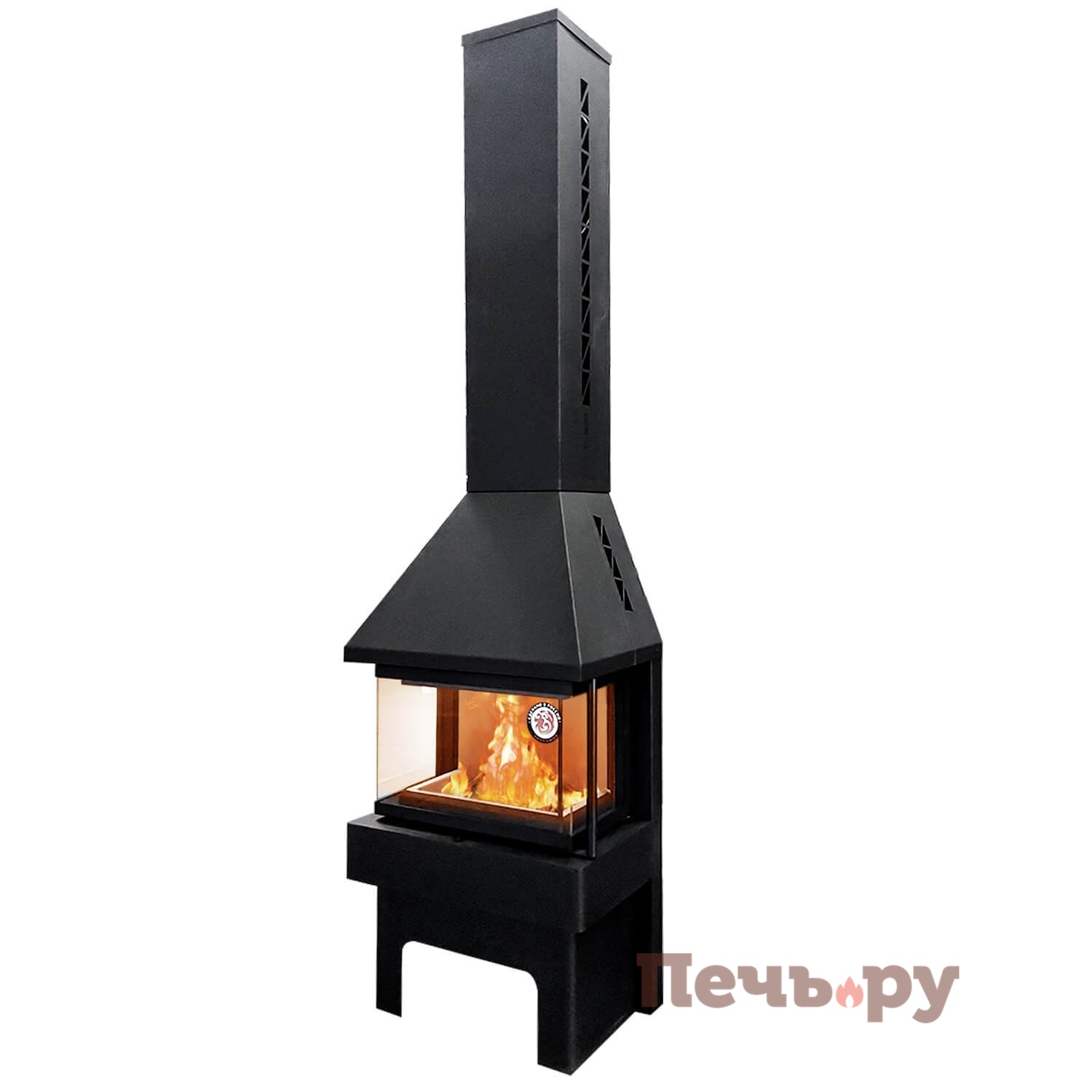 Камин ЭкоКамин Панорама три стекла видео