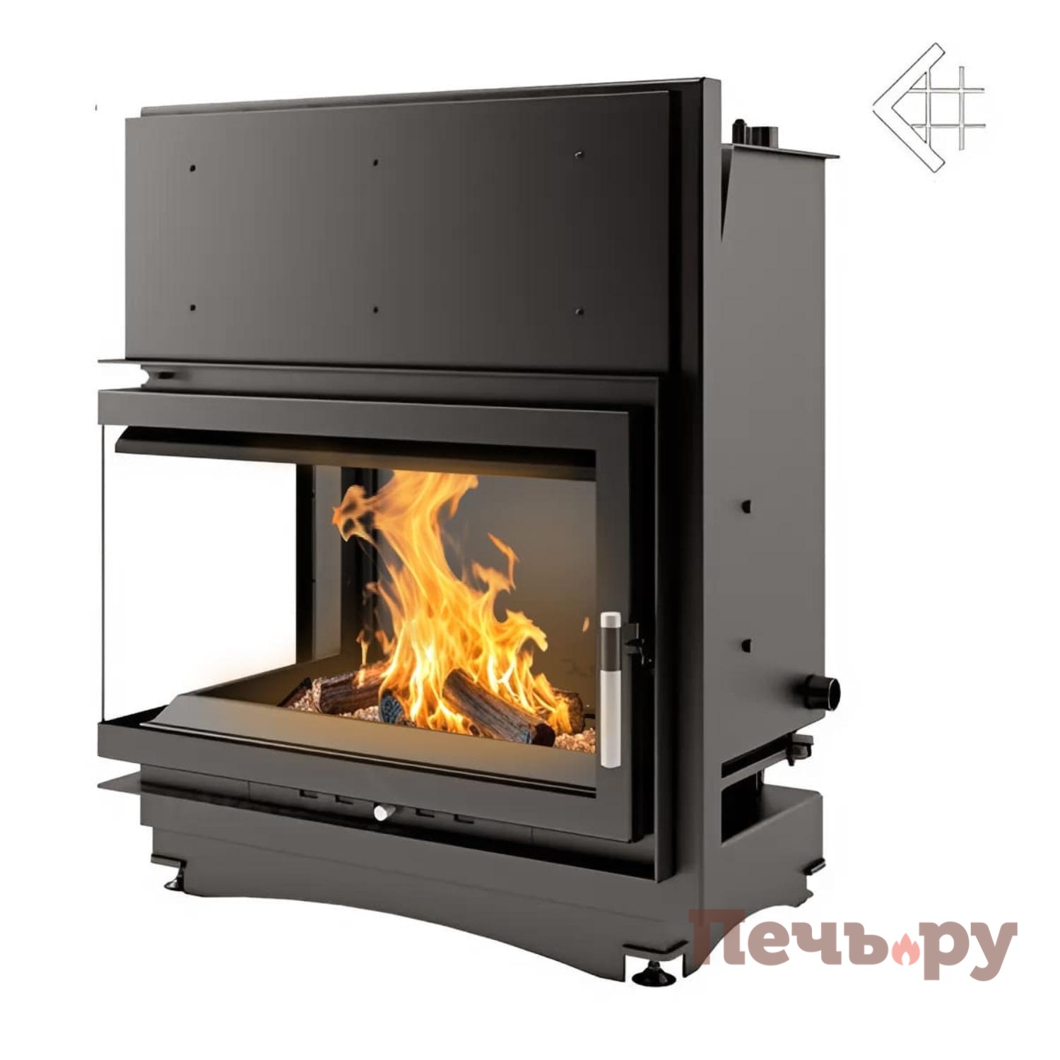 Каминная топка Kratki Oliwia/PW/BL/22/BS/W (угловое стекло слева, змеевик) видео