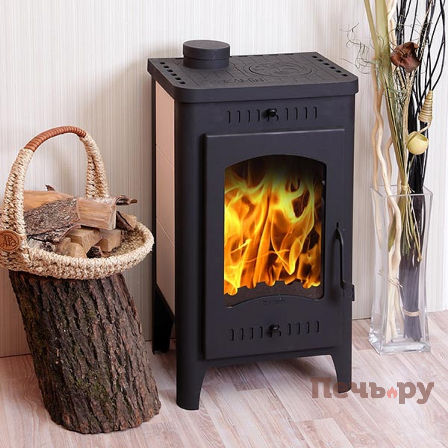 Печь-камин ЭкоКамин Бавария Оптима с плитой (РК 049) видео Печь-камин ЭкоКамин Бавария Оптима с плитой (РК 049) видео