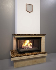 Каминная облицовка FireBird Онега (для топки Amelia/LP/BS/G) (угловое стекло слева-справа, гильотина) изображение Каминная облицовка FireBird Онега (для топки Amelia/LP/BS/G) (угловое стекло слева-справа, гильотина) фото