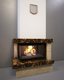 Каминная облицовка FireBird Ладога (для топки Zuzia/LP/BS/G) (угловое стекло слева-справа, гильотина) изображение Каминная облицовка FireBird Ладога (для топки Zuzia/LP/BS/G) (угловое стекло слева-справа, гильотина) фото