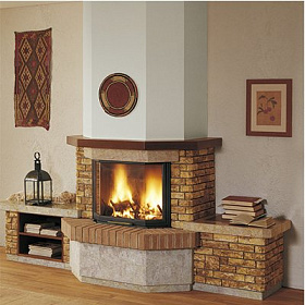 Облицовка Palazzetti Bressanone Exagone с банкетками изображение Облицовка Palazzetti Bressanone Exagone с банкетками фото